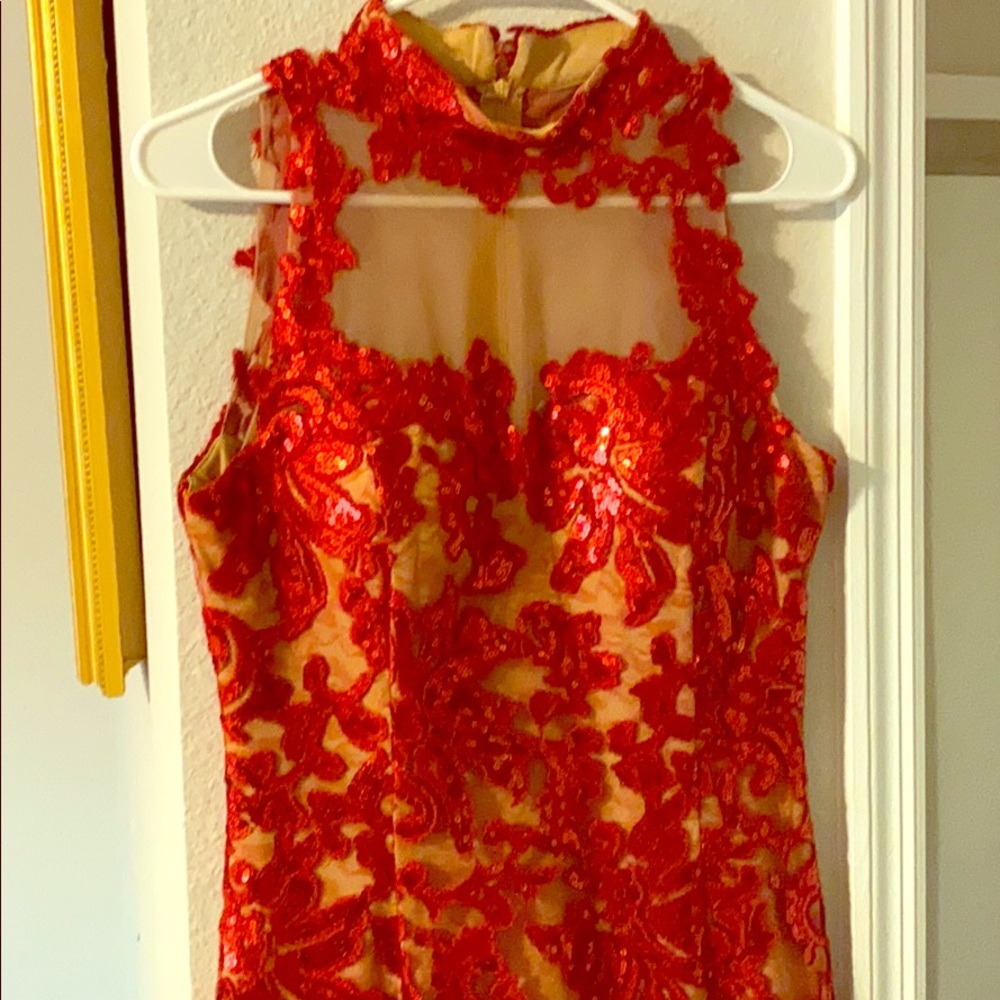 Short embellished red/deep red short dress